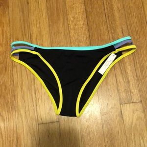Black straps cheeky swim bottoms